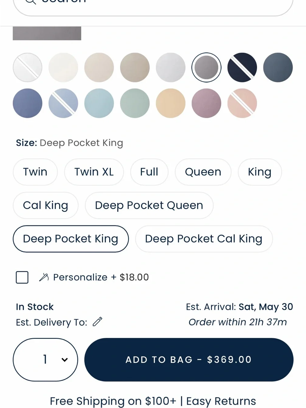 Company Store Legends Hotel Suprema King Silver Wrinkle Free Sateen Deep Pocket